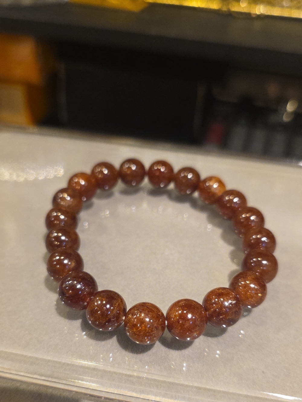 Brown Beaded Men's Stretch Bracelet